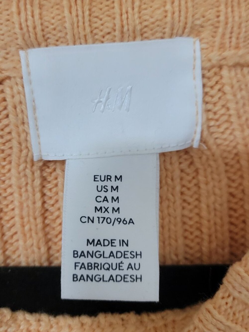 H&M Cropped Ribbed Sweater - Apricot Orange - Cotton Blend - Size M - Picture 5 of 5
